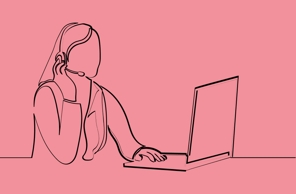 Need Help Line Illustration on pink background